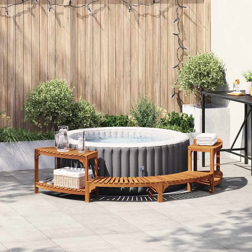 Hot Tub Surround Half-Round Solid Acacia Wood Brown 252 cm 112 cm