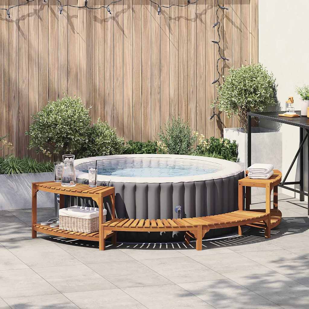 Hot Tub Surround Half-Round Solid Acacia Wood Brown 272 cm 120 cm
