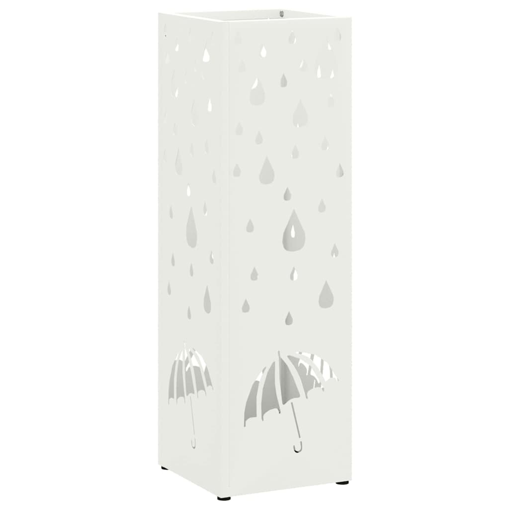 vidaXL Rain Umbrella Stand White 15.5 x 15.5 x 49 cm Steel 2