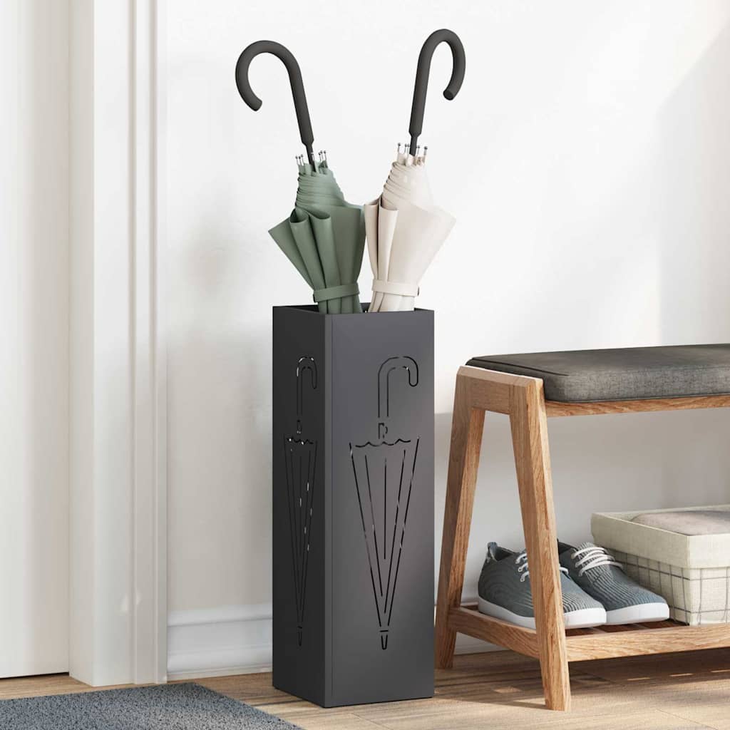 vidaXL Rain Umbrella Stand Black 15.5 x 15.5 x 49 cm Steel 1