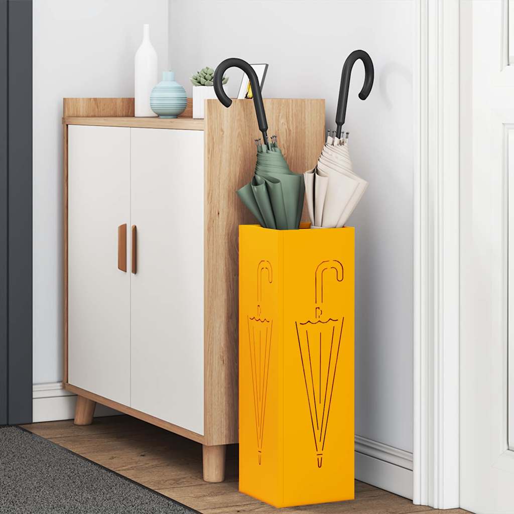 vidaXL Rain Umbrella Stand Mustard 15.5 x 15.5 x 49 cm Steel 3