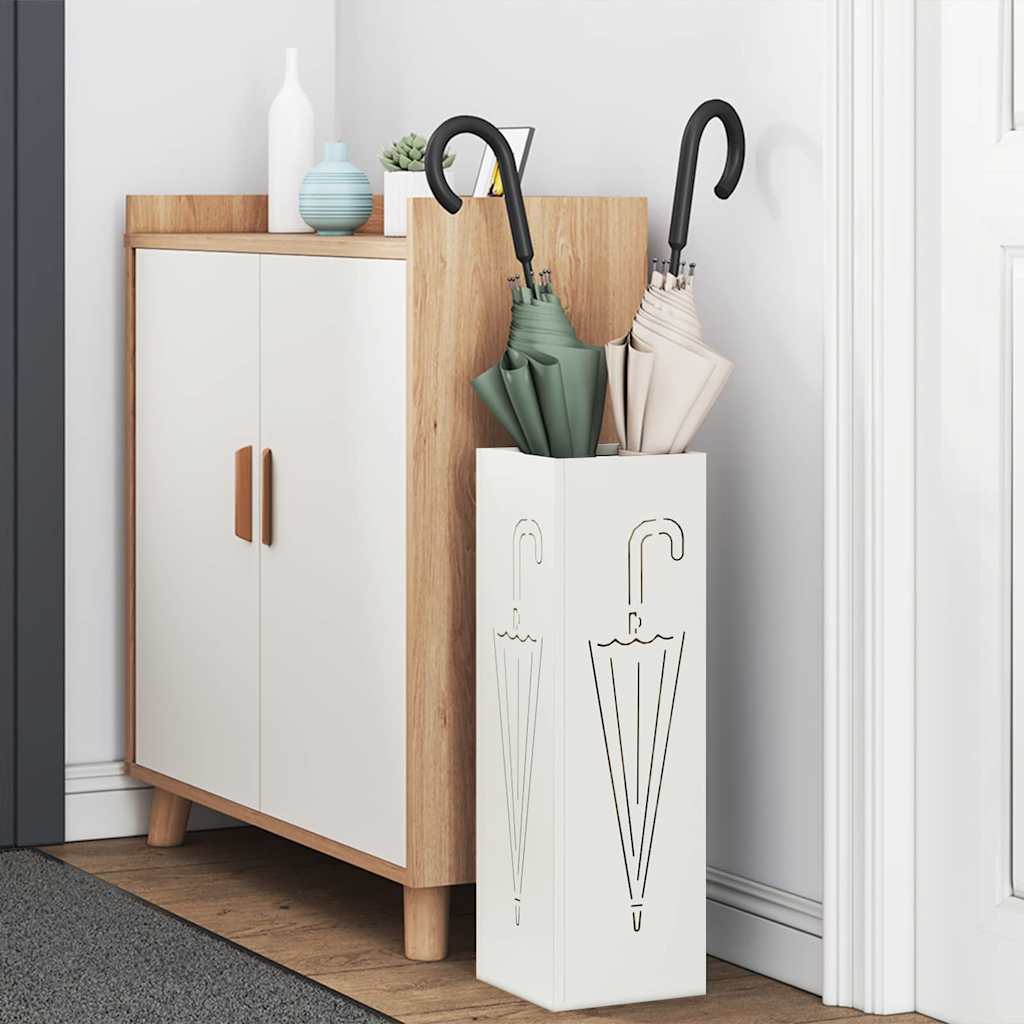 vidaXL Rain Umbrella Stand White 15.5 x 15.5 x 49 cm Steel 3