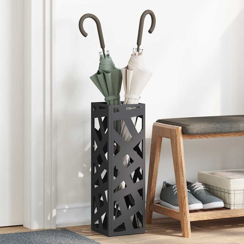 vidaXL Rain Umbrella Stand Black 15.5 x 15.5 x 49 cm Steel 1