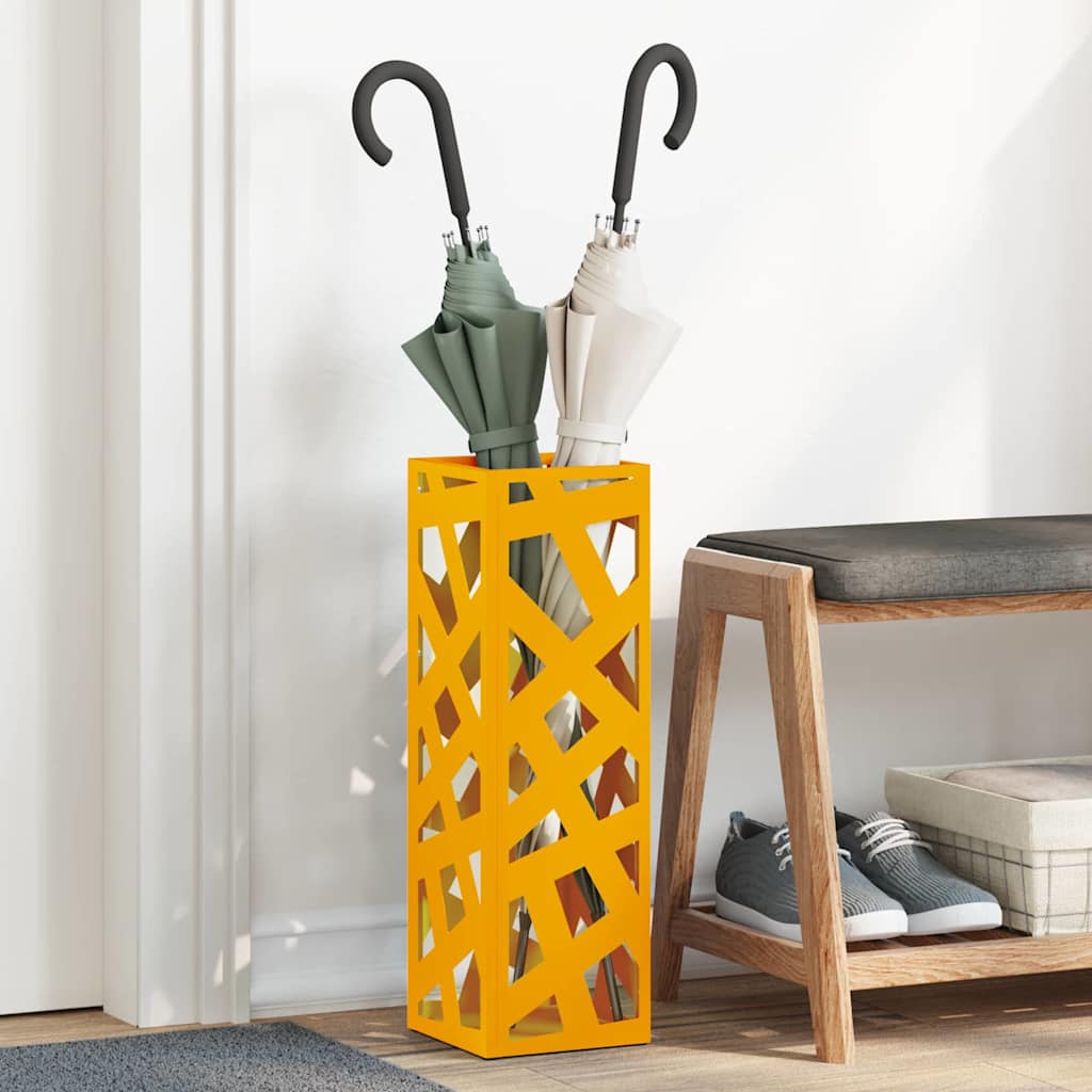 vidaXL Rain Umbrella Stand Mustard 15.5 x 15.5 x 49 cm Steel 1