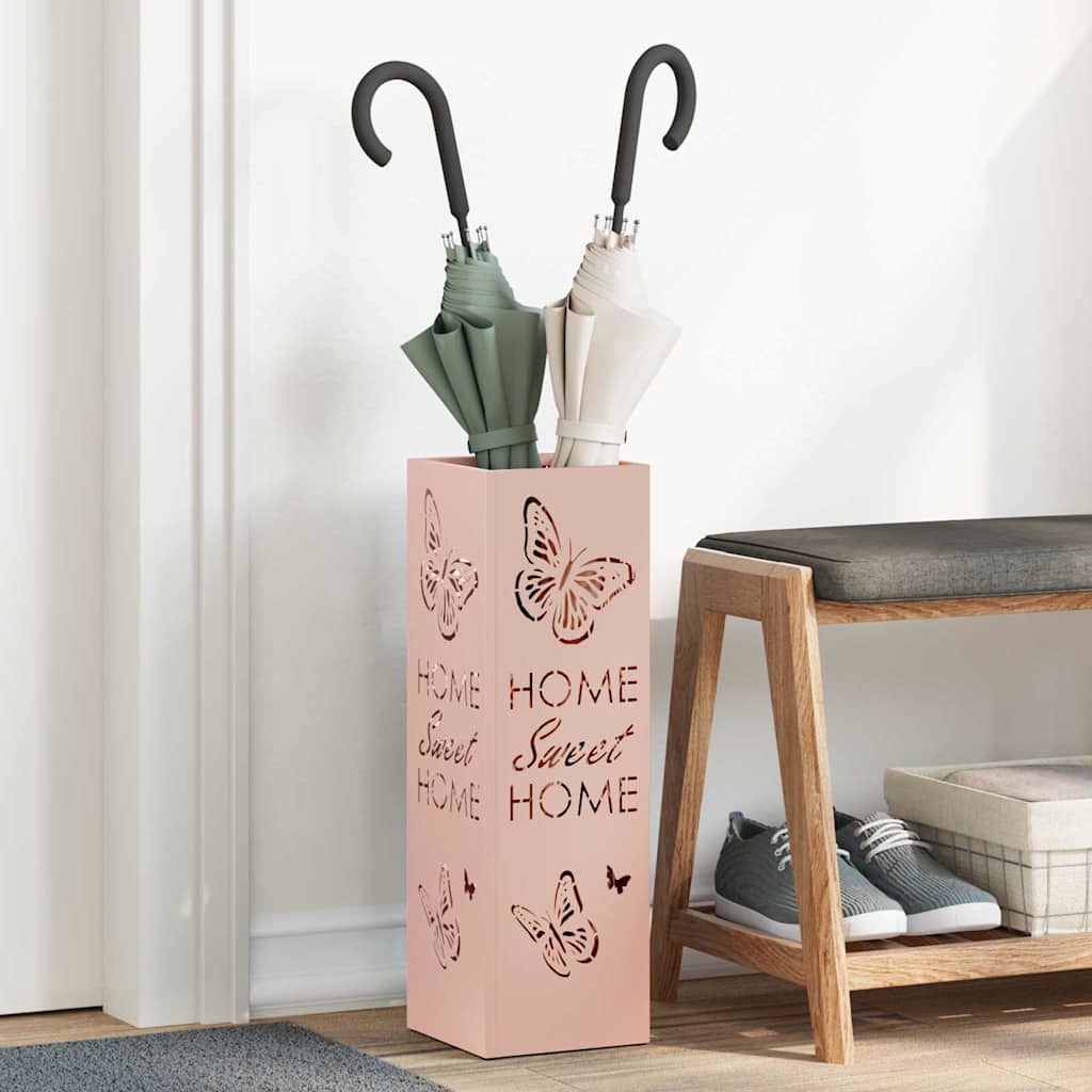 vidaXL Rain Umbrella Stand with Storage Pink 15.5 x 15.5 x 49 cm Steel 1