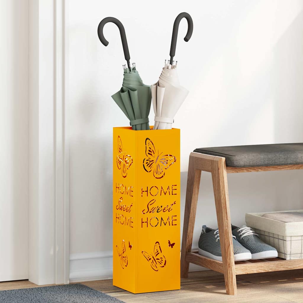 vidaXL Rain Umbrella Stand Mustard 15.5 x 15.5 x 49 cm Steel 1