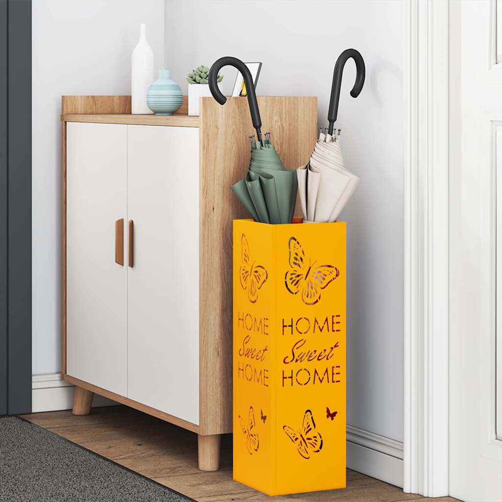 vidaXL Rain Umbrella Stand Mustard 15.5 x 15.5 x 49 cm Steel 3