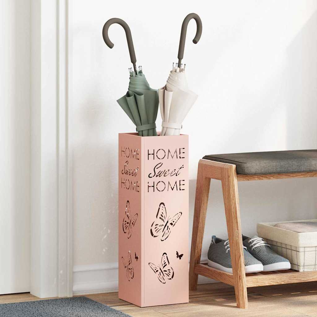vidaXL Rain Umbrella Stand with Storage Pink 15.5 x 15.5 x 49 cm Steel 1