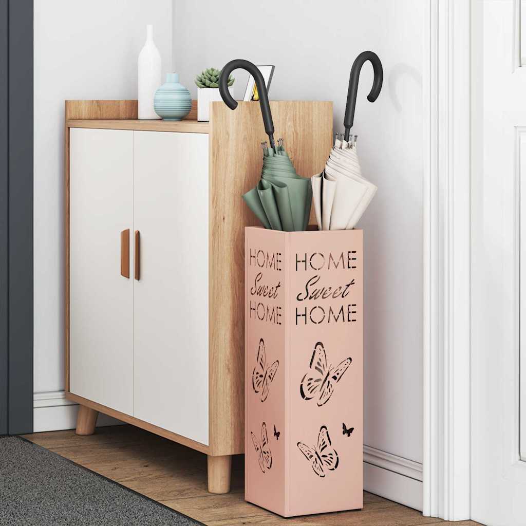 vidaXL Rain Umbrella Stand with Storage Pink 15.5 x 15.5 x 49 cm Steel 3