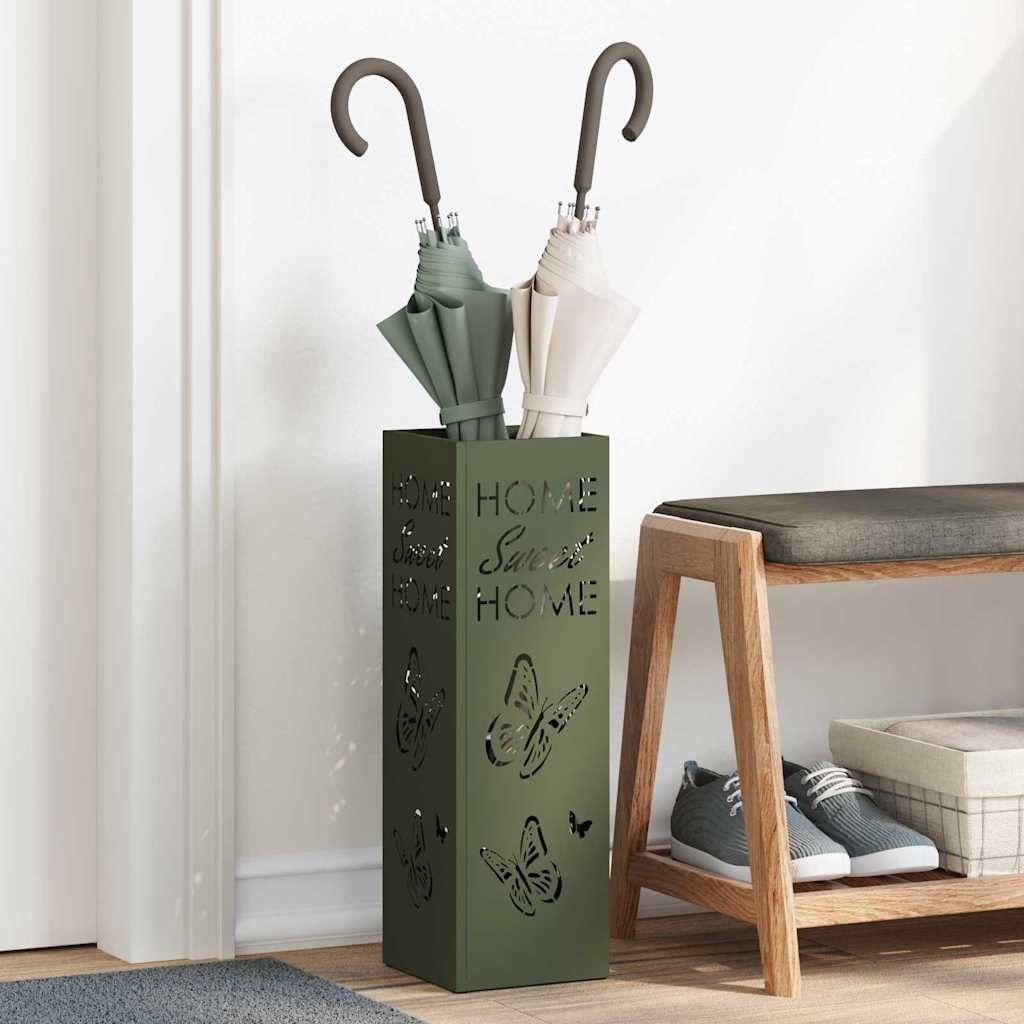 vidaXL Rain Umbrella Stand Olive 15.5 x 15.5 x 49 cm Steel 1