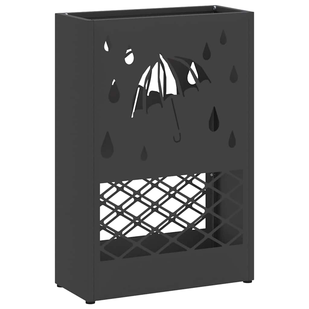 vidaXL Rain Umbrella Stand Black 28 x 12 x 41 cm Steel 2