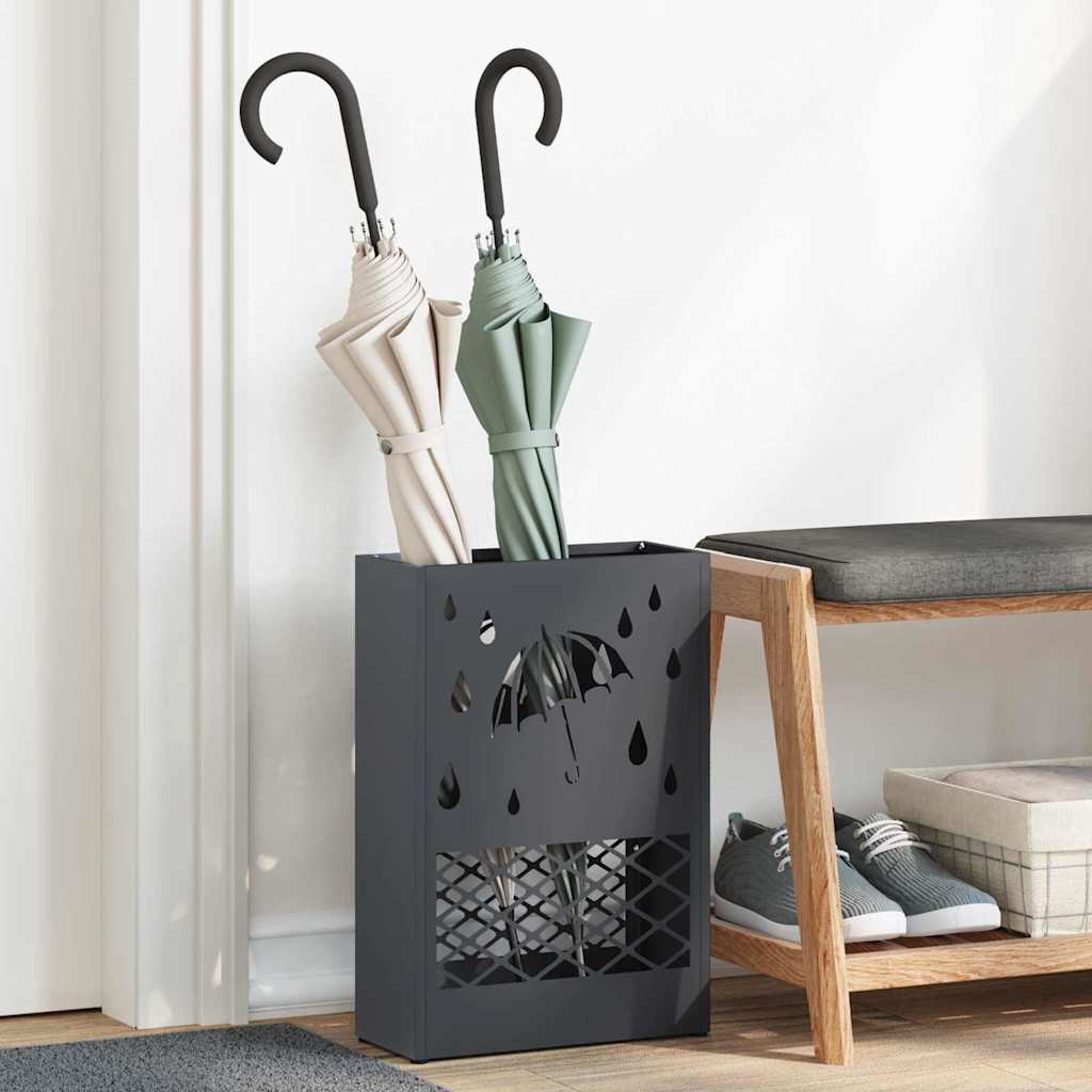 vidaXL Rain Umbrella Stand Anthracite 28 x 12 x 41 cm Steel 1