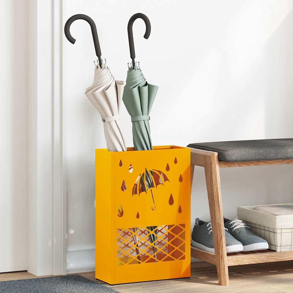 vidaXL Rain Umbrella Stand Mustard Yellow 28 x 12 x 41 cm Steel 1