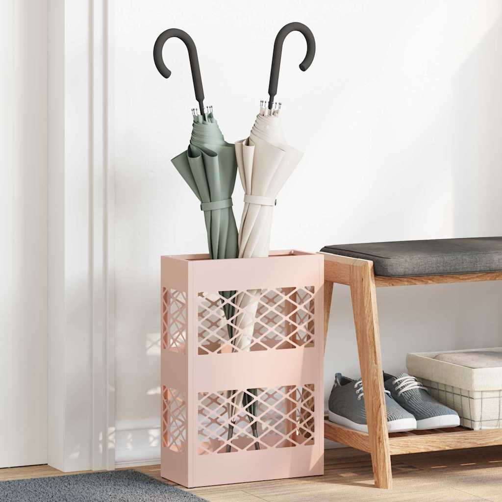 vidaXL Rain Umbrella Stand Pink 28 x 12 x 41 cm Steel 1