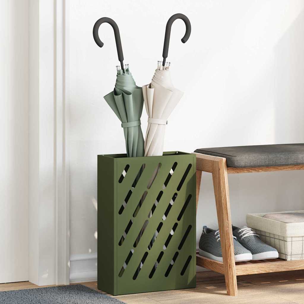 vidaXL Rain Umbrella Stand Olive Green 28 x 12 x 41 cm Steel 1