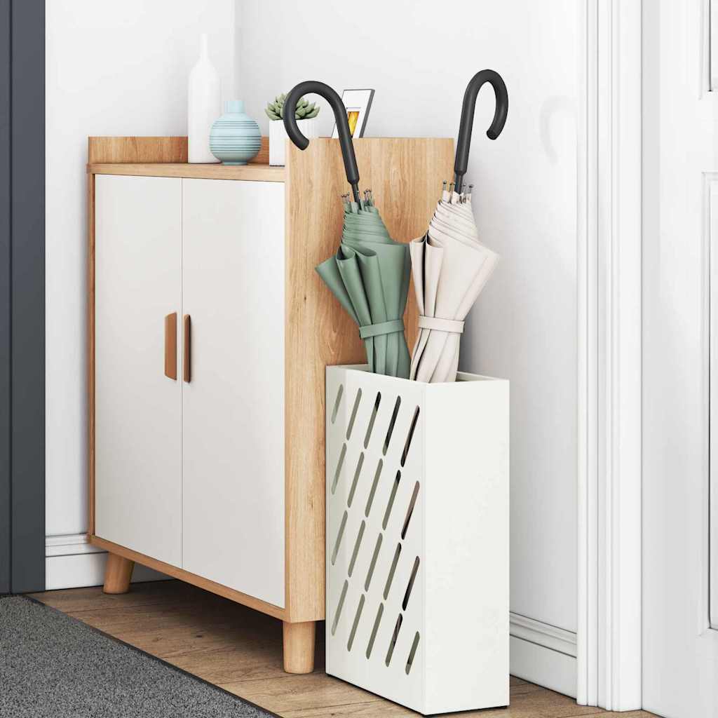 vidaXL Rain Umbrella Stand White 28 x 12 x 41 cm Steel 3
