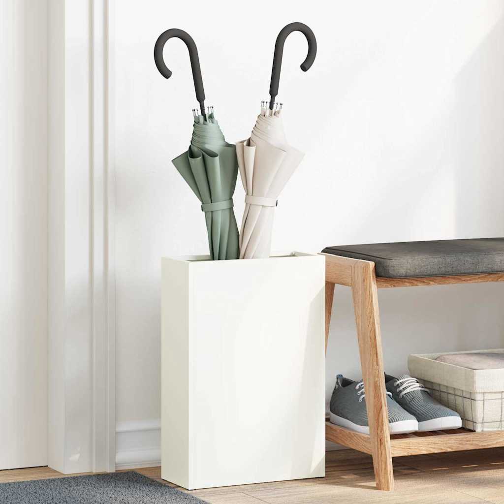 vidaXL Rain Umbrella Stand White 28 x 12 x 41 cm Steel 1