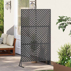 Privacy Screen 100 x 50 x 180 cm Steel Black Diagonal lines