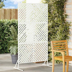 Privacy Screen 100 x 50 x 180 cm Steel White Diagonal lines