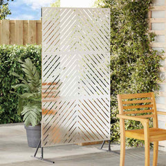 Privacy Screen 100 x 50 x 180 cm Silver Stainless Steel Diagonal lines