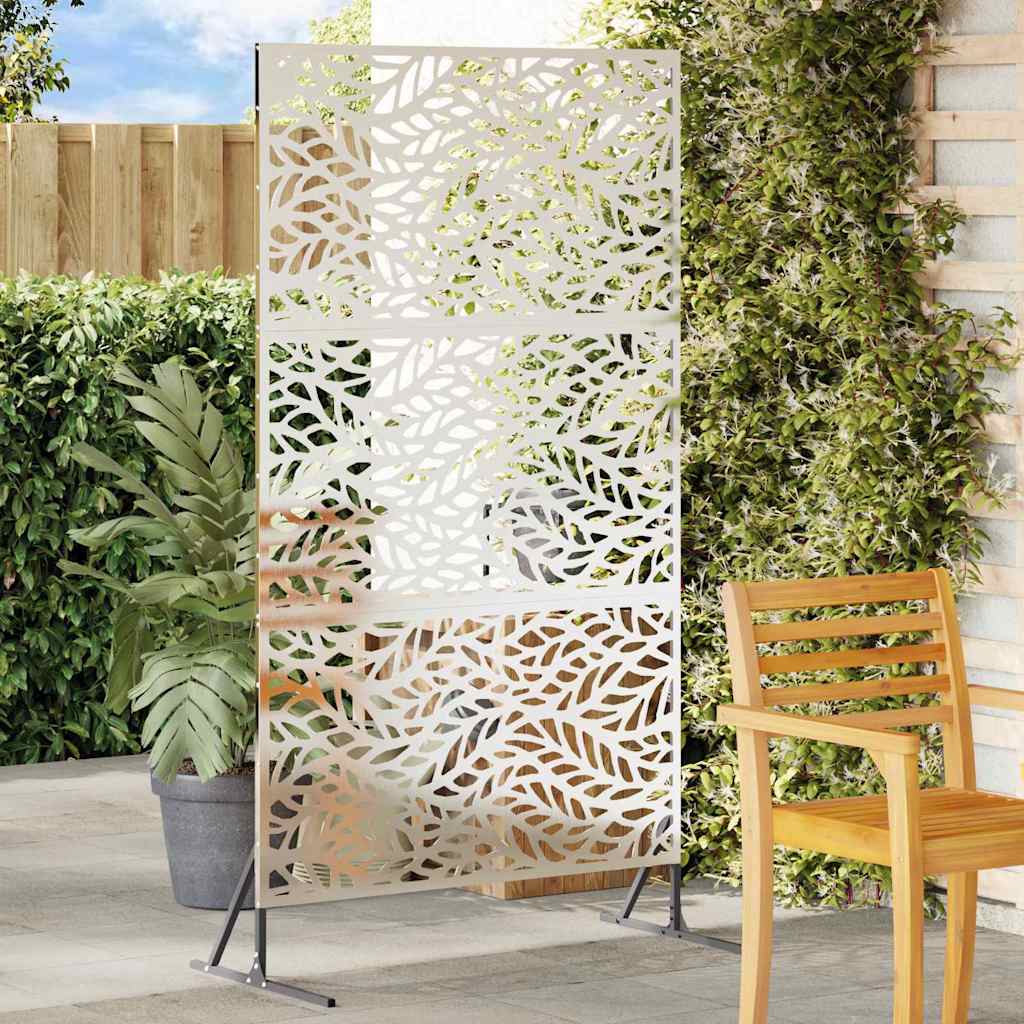 Privacy Screen 100 x 50 x 180 cm Silver Stainless Steel Leaf pattern