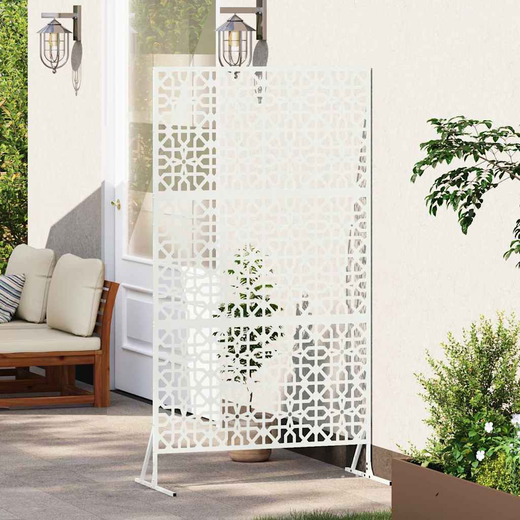 Privacy Screen 100 x 50 x 180 cm Steel White Floral grid