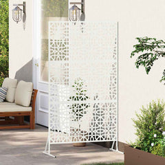 Privacy Screen 100 x 50 x 180 cm Steel White Floral grid