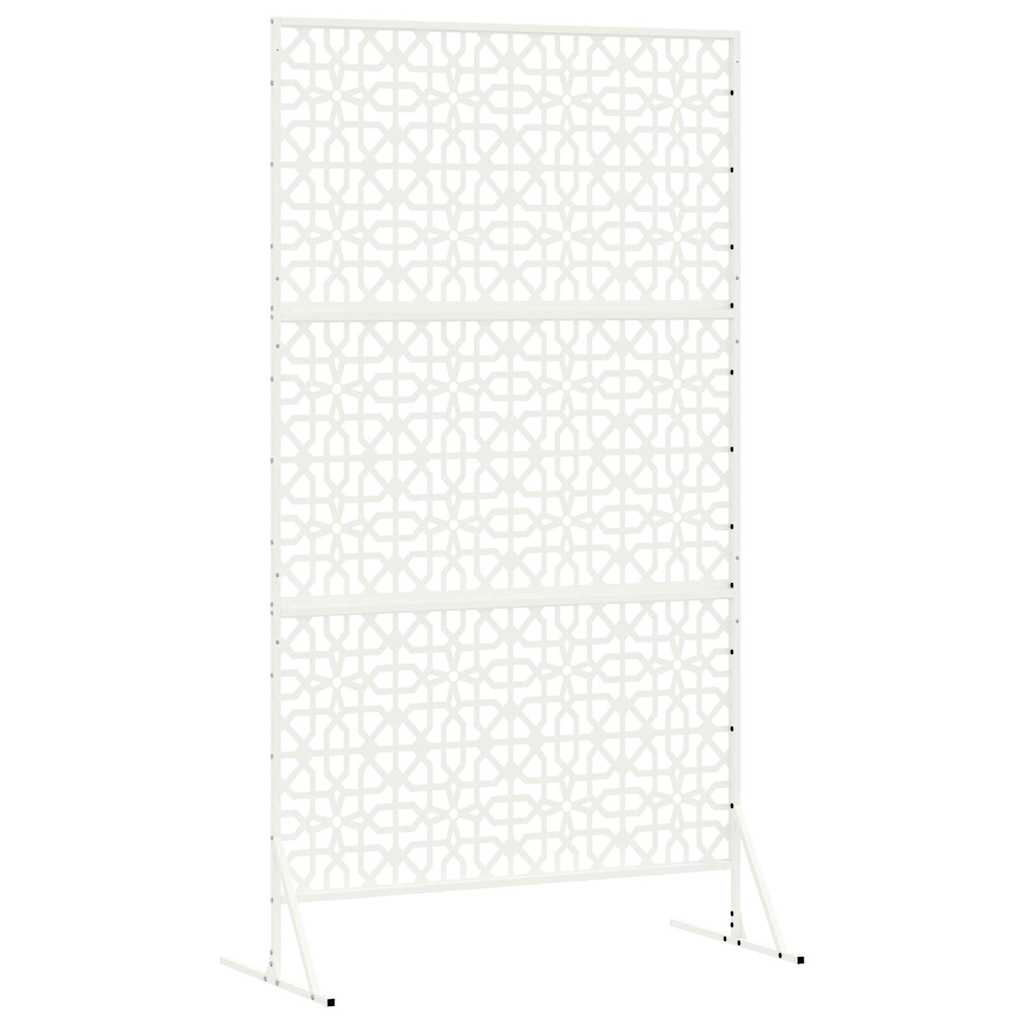Privacy Screen 100 x 50 x 180 cm Steel White Floral grid
