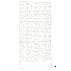 Privacy Screen 100 x 50 x 180 cm Steel White Floral grid