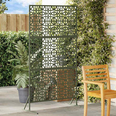 Privacy Screen 100 x 50 x 180 cm Steel Olive Green Floral grid