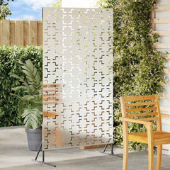 Privacy Screen 100 x 50 x 180 cm Silver Stainless Steel Cross pattern