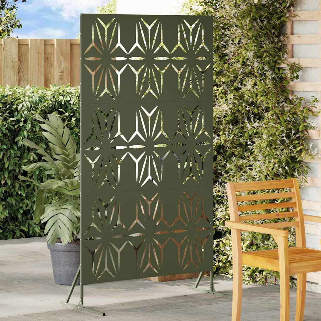 Privacy Screen 100 x 50 x 180 cm Steel Olive Green Petal pattern