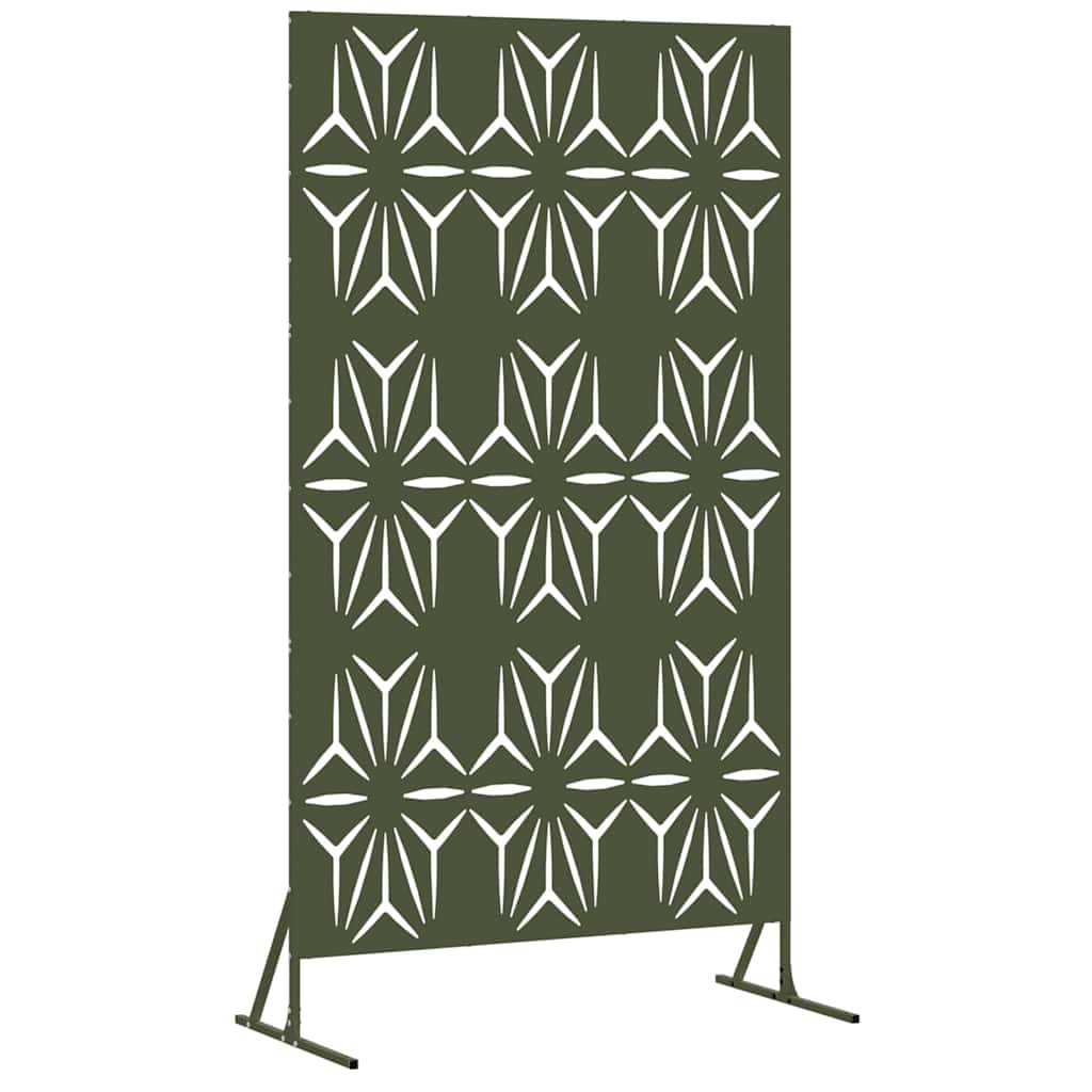 Privacy Screen 100 x 50 x 180 cm Steel Olive Green Petal pattern