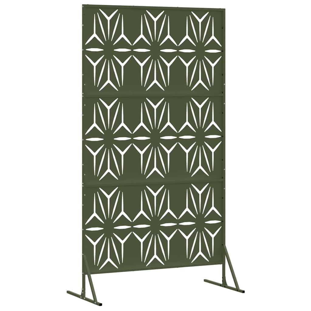 Privacy Screen 100 x 50 x 180 cm Steel Olive Green Petal pattern