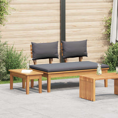 Garden Bench and Table Set 2 pcs Cream and Brown Dark grey Middle bench +table