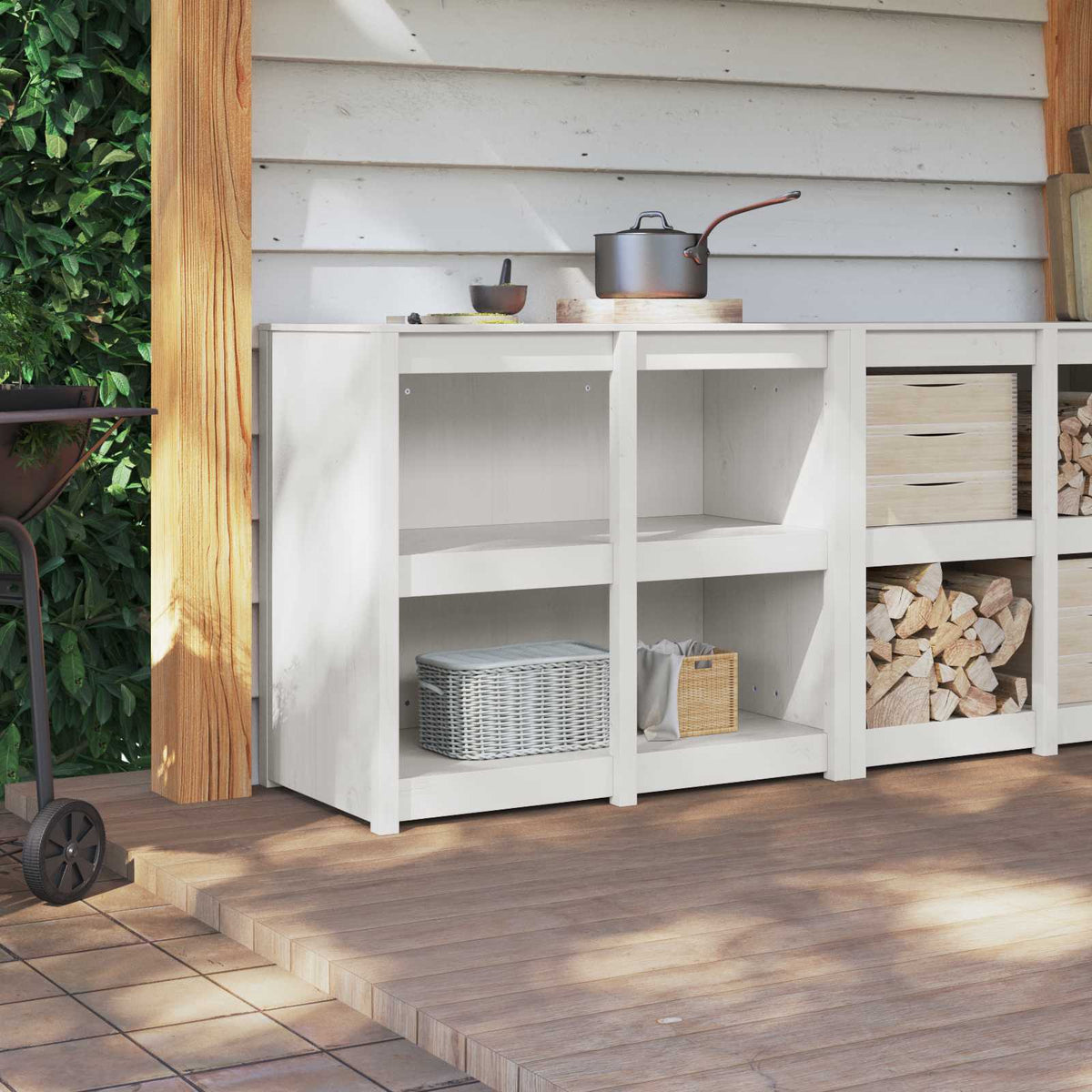 Kitchen Cabinet MEPPEL 106 x 55 x 92 cm White pinewood
