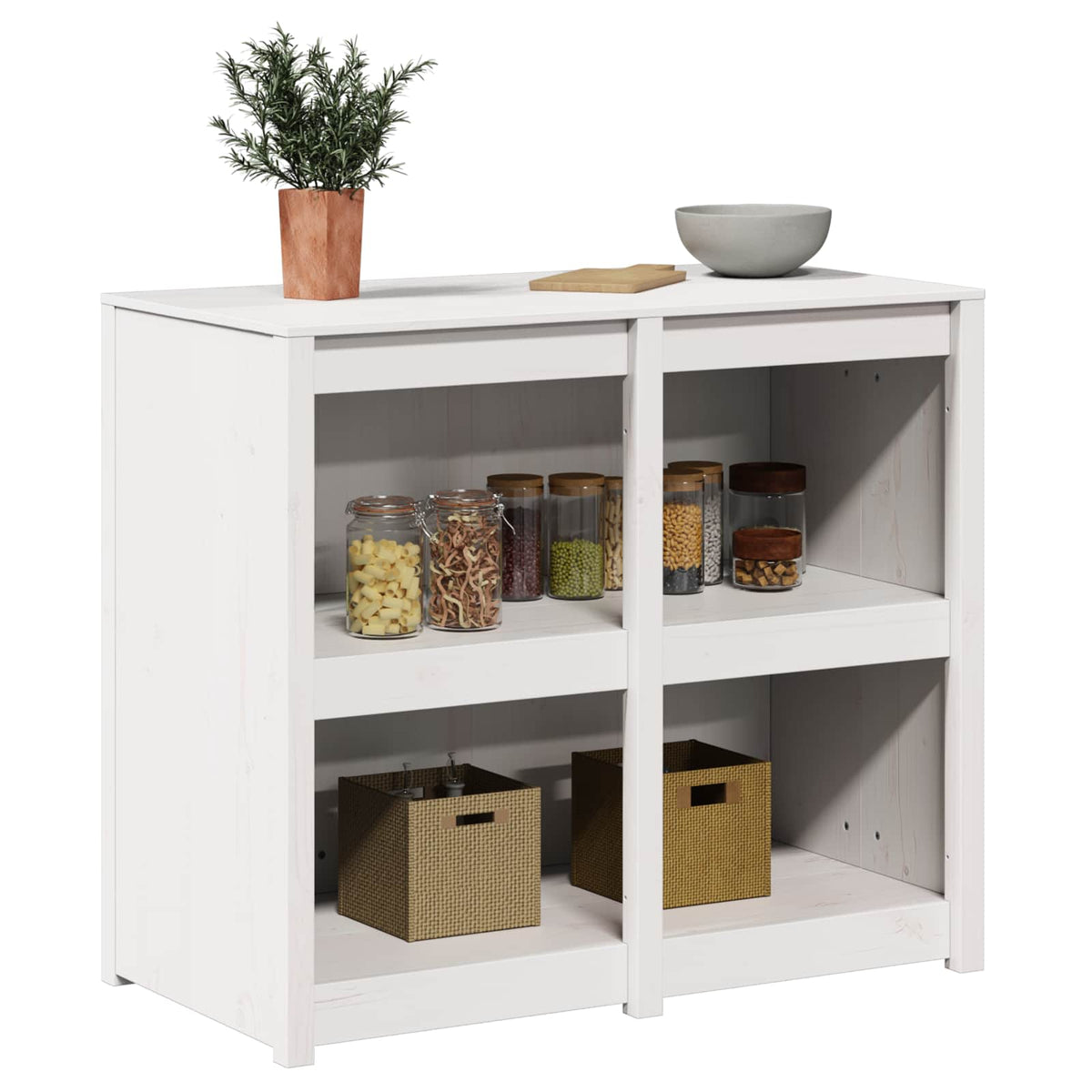 Kitchen Cabinet MEPPEL 106 x 55 x 92 cm White pinewood