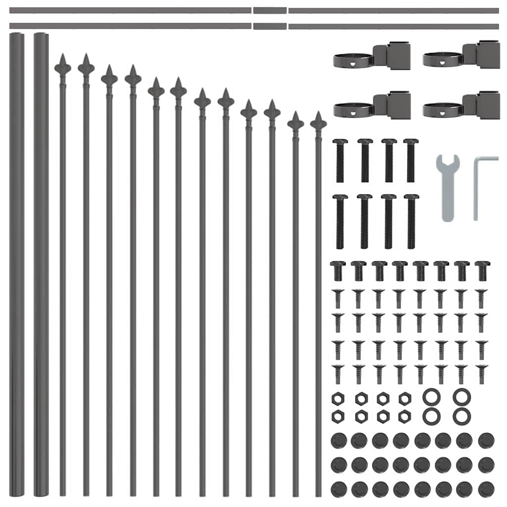 vidaXL Garden Fence WOERDEN 170 x 115 cm Powder-Coated Steel Grey 5