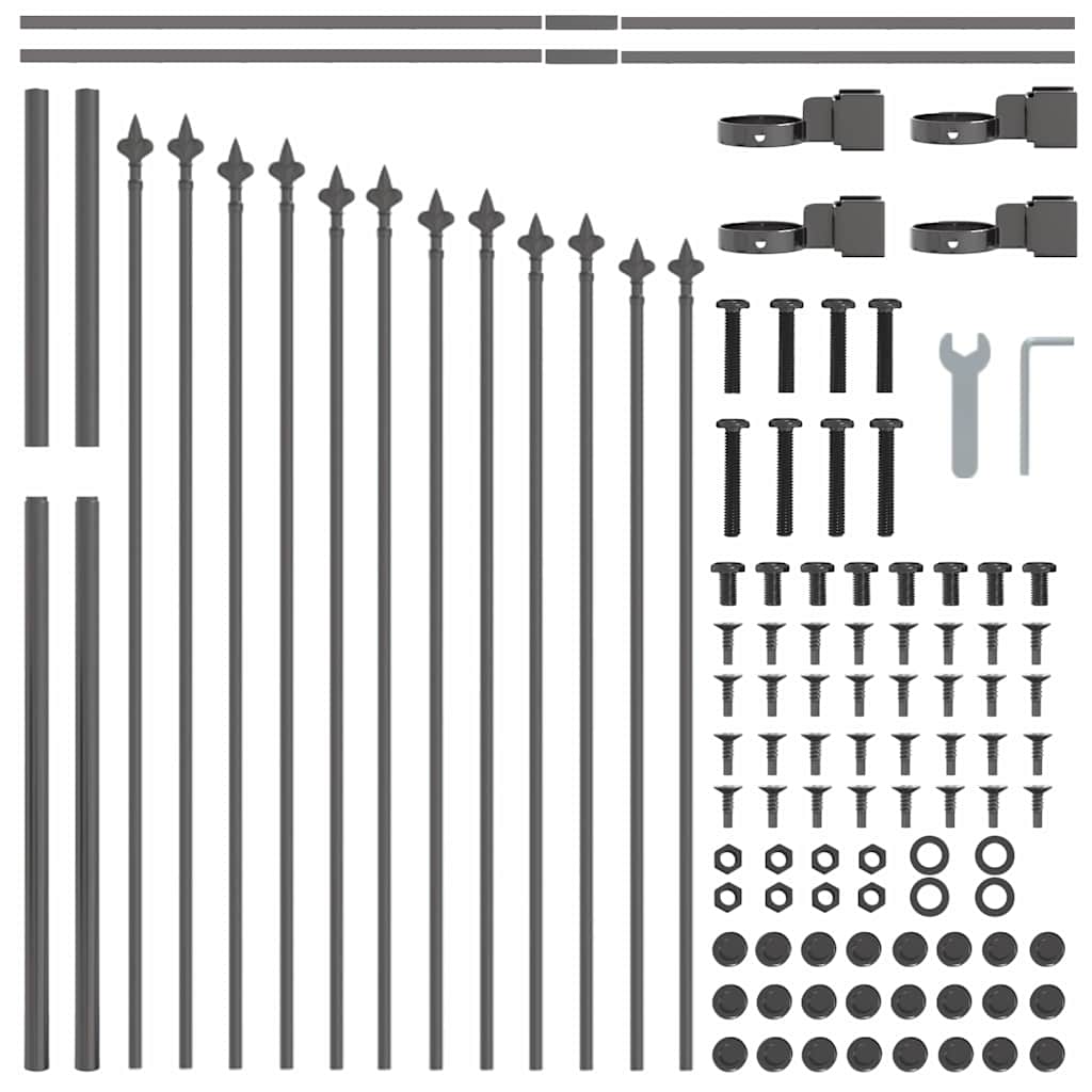 vidaXL Garden Fence WOERDEN 170 x 140 cm Powder-Coated Steel Grey 5