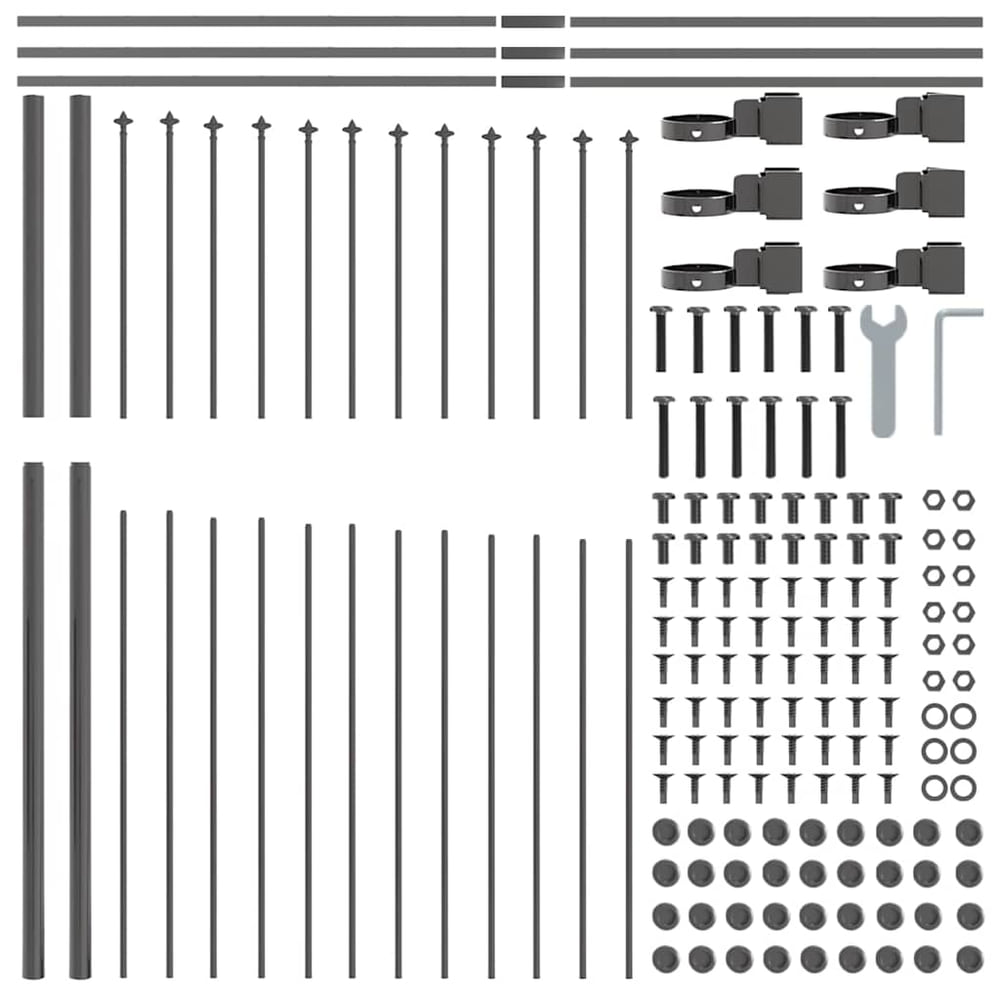 Garden Fence WOERDEN 170 x 215 cm Powder-Coated Steel Grey Height 150-175 cm 170 cm