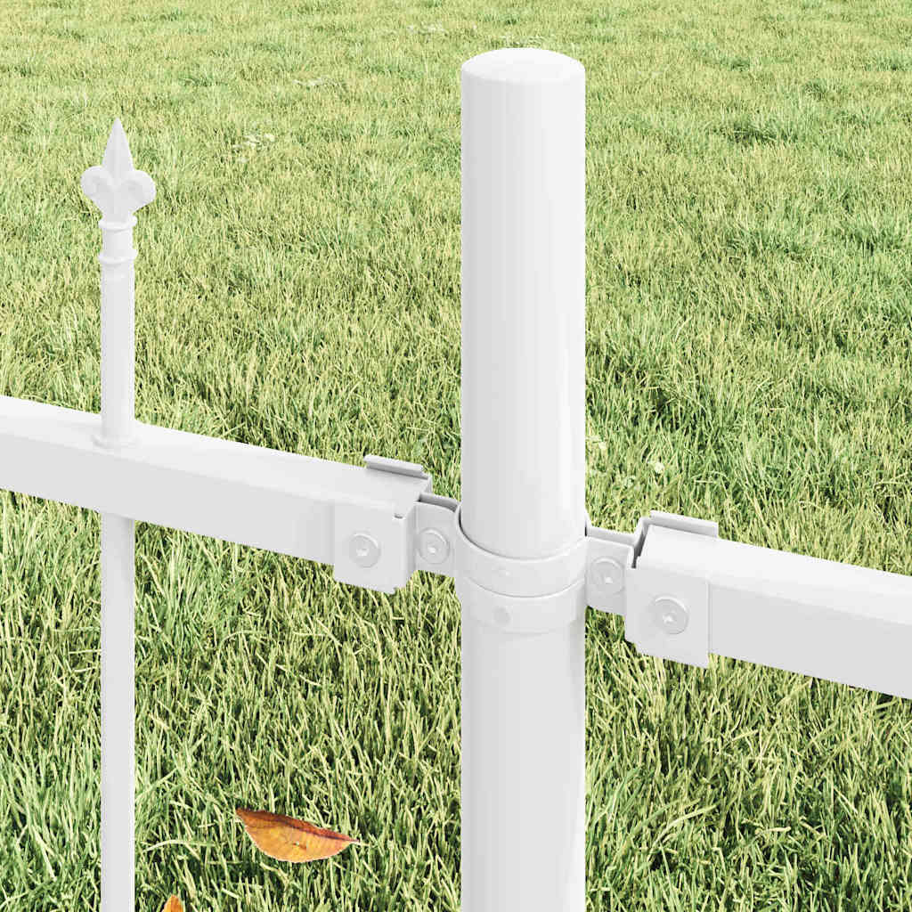 Garden Fence WOERDEN 170 x 190 cm Powder-Coated Steel White Height 125-150 cm 170 cm