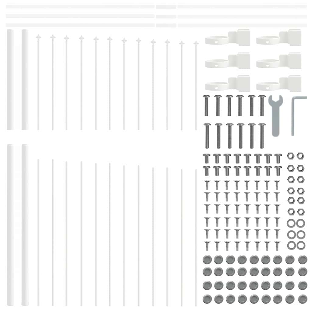 Garden Fence WOERDEN 170 x 175 cm Powder-Coated Steel White Height 150-175 cm 170 cm