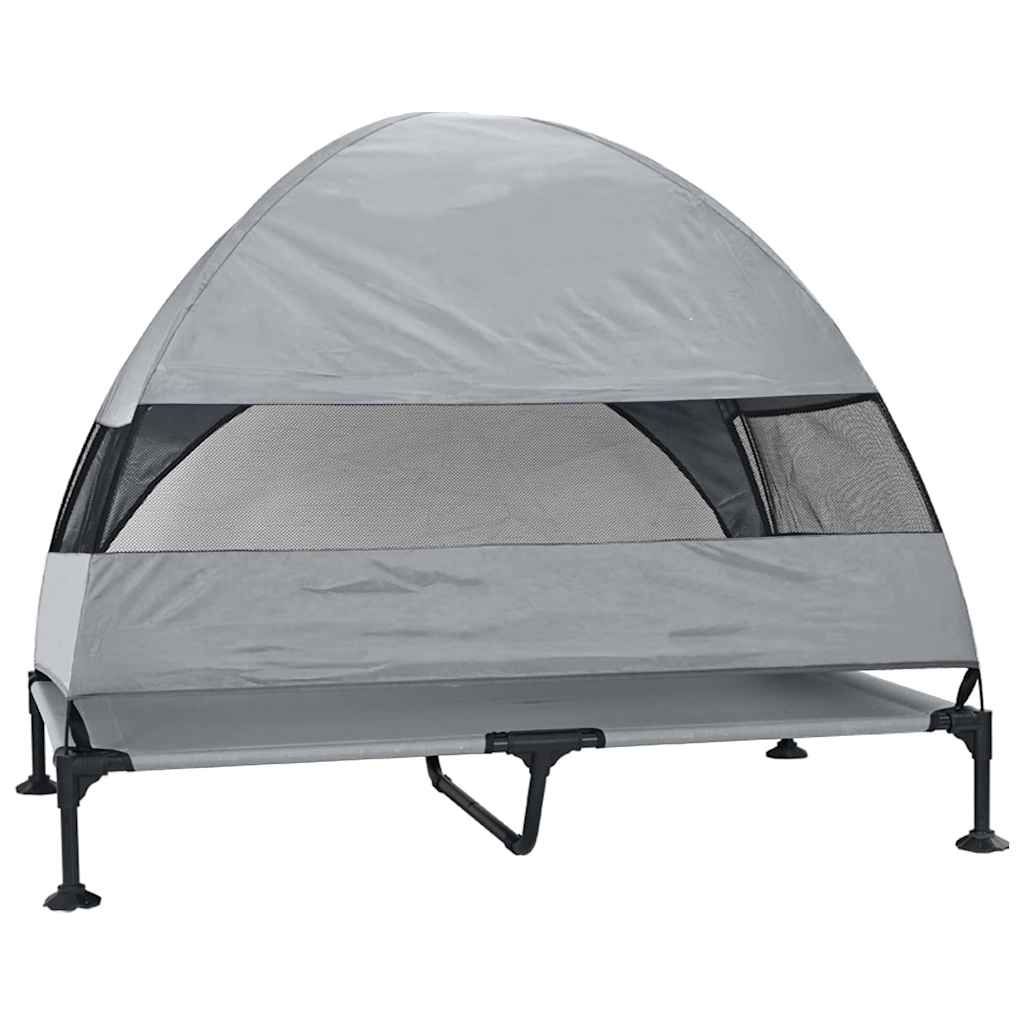 vidaXL Raised Dog Bed 127 x 81 x 108 cm Fabric and Steel Light Grey 6