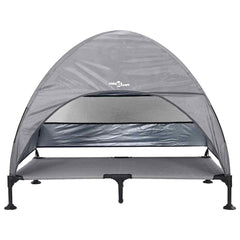 vidaXL Raised Dog Bed 127 x 81 x 108 cm Fabric and Steel Light Grey 4