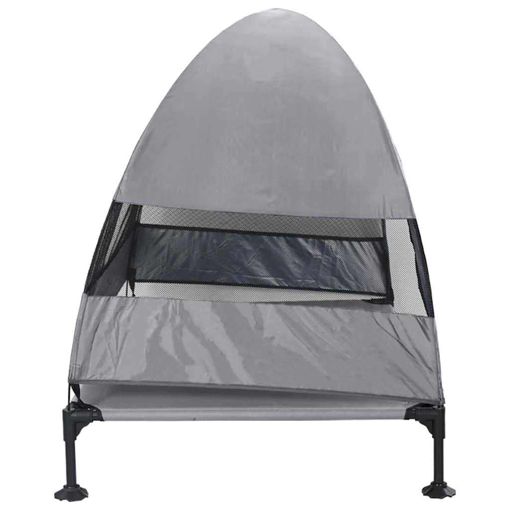 vidaXL Raised Dog Bed 127 x 81 x 108 cm Fabric and Steel Light Grey 5