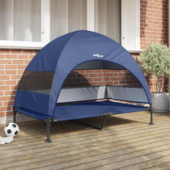 Raised Dog Bed 127 x 81 x 108 cm Fabric and Steel Navy blue
