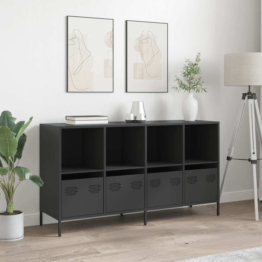 vidaXL Sideboard Black 135x39x73,5 cm Cold-rolled Steel 3