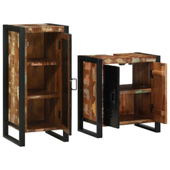 Bathroom Furniture Set 2 pcs Brown and Black Solid reclaimed wood
