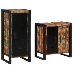 Bathroom Furniture Set 2 pcs Brown and Black Solid reclaimed wood