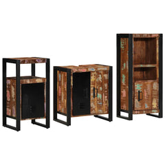 Bathroom Furniture Set 3 pcs Brown and Black Solid reclaimed wood
